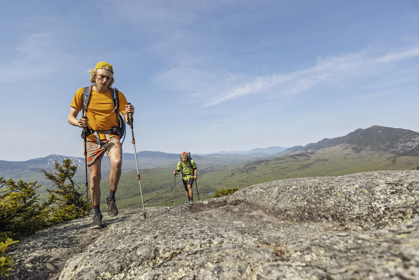 Thru-hiking on a mountain ridge